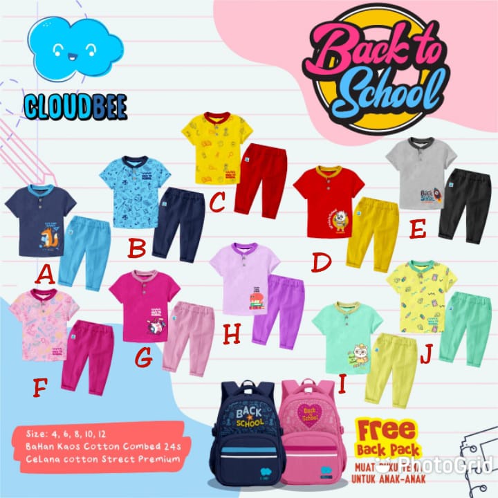 Original Ready Stok Set  (3 Pcs) CloudBee Back To School Free Tas