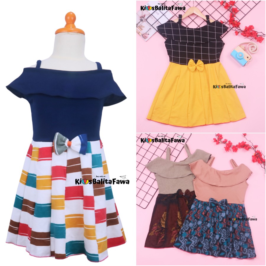 Dres Amanda uk 2-4 tahun / Dress Pesta Anak Perempuan Gaun Polos Lengan Dres Baju Import Murah