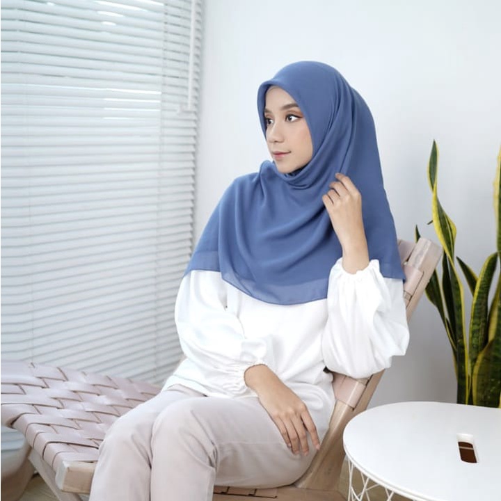 Basic Voal Hijab Segiempat Premium Voal by Mallow Hijab-Denim