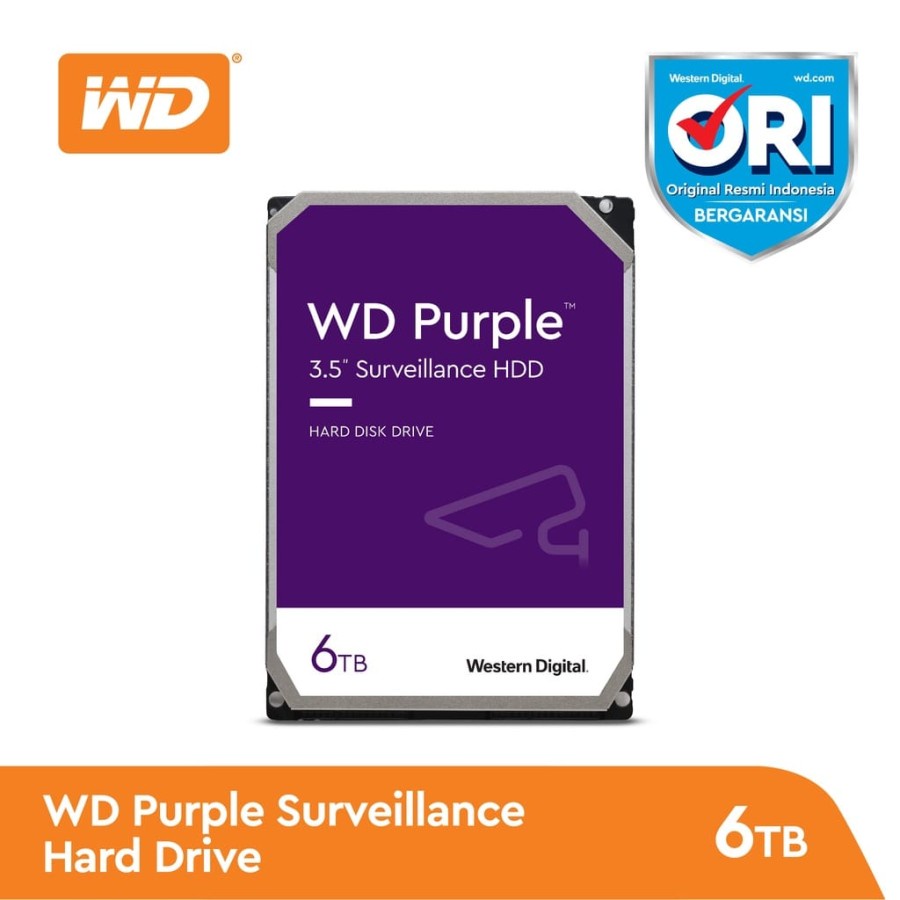 Harddisk Internal WDC 3.5&quot; 6TB SATA3 - Caviar Purple (For CCTV)