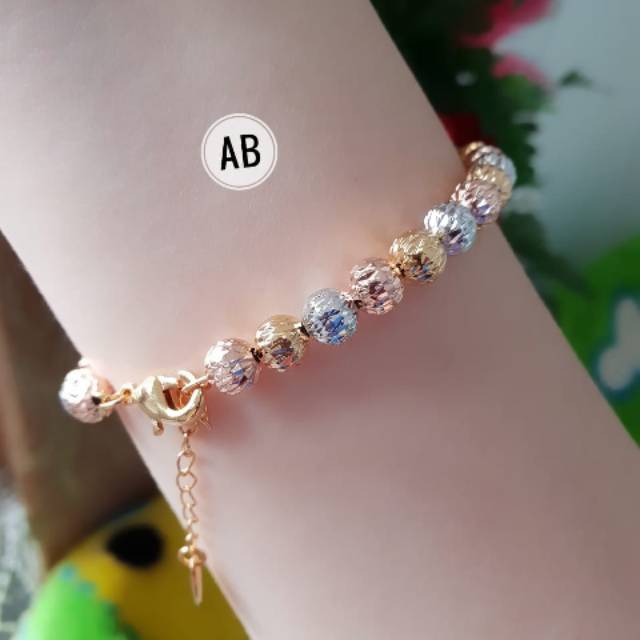 Gelang  emas 24k xuping bola kristal emas perak nd007