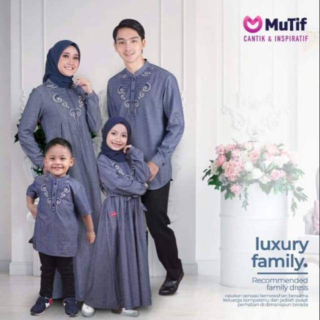 Gamis Sarimbit MUTIF LUXURY FAMILY ( Mutif Alocasia ,  Anaphalis  ) II Mutif Damoza Upmore Original