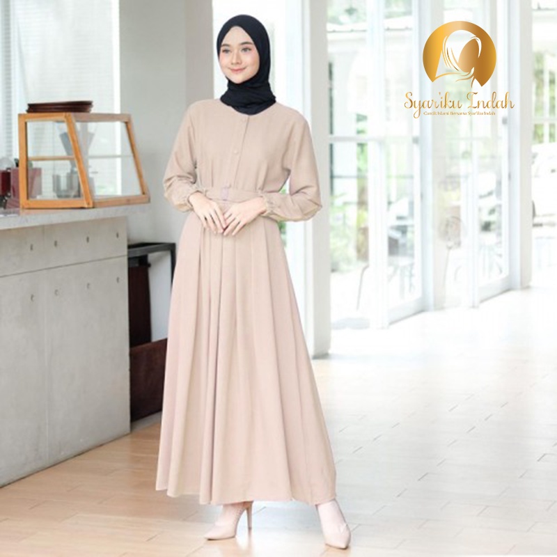 Gamis Polos Premium Hitam Baju Gamis Lebaran Remaja Wanita Murah All Size Terbaru