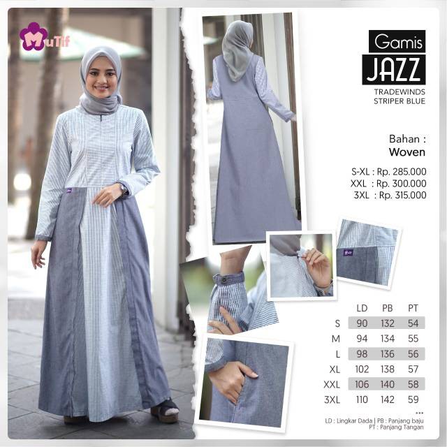 Gamis Katun Original MUTIF JAZZ Denim