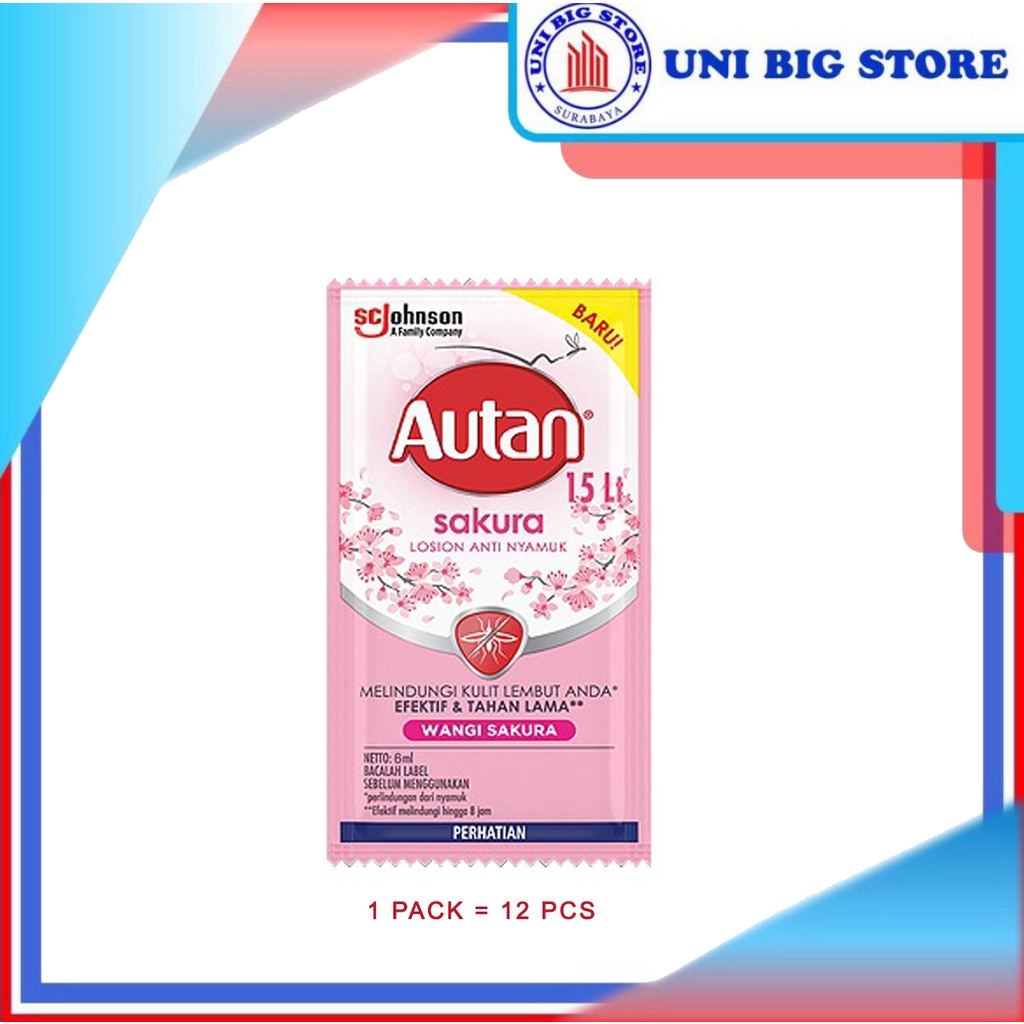 Autan Lotion Anti Nyamuk Wangi Sakura 6 ml 12 Sachet