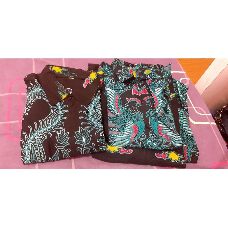 ambil semua baju wanita | kemeja pria batik pasangan couple family like new hijau tosca