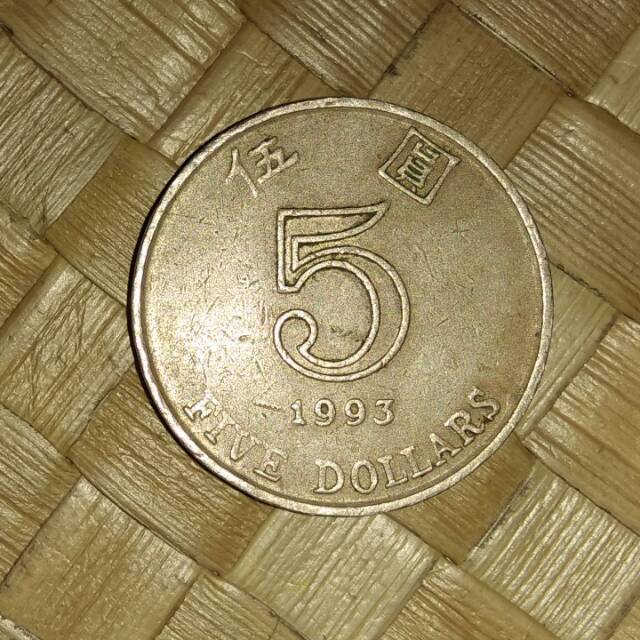 uang kuno 5 dolar hongkong th 1993
