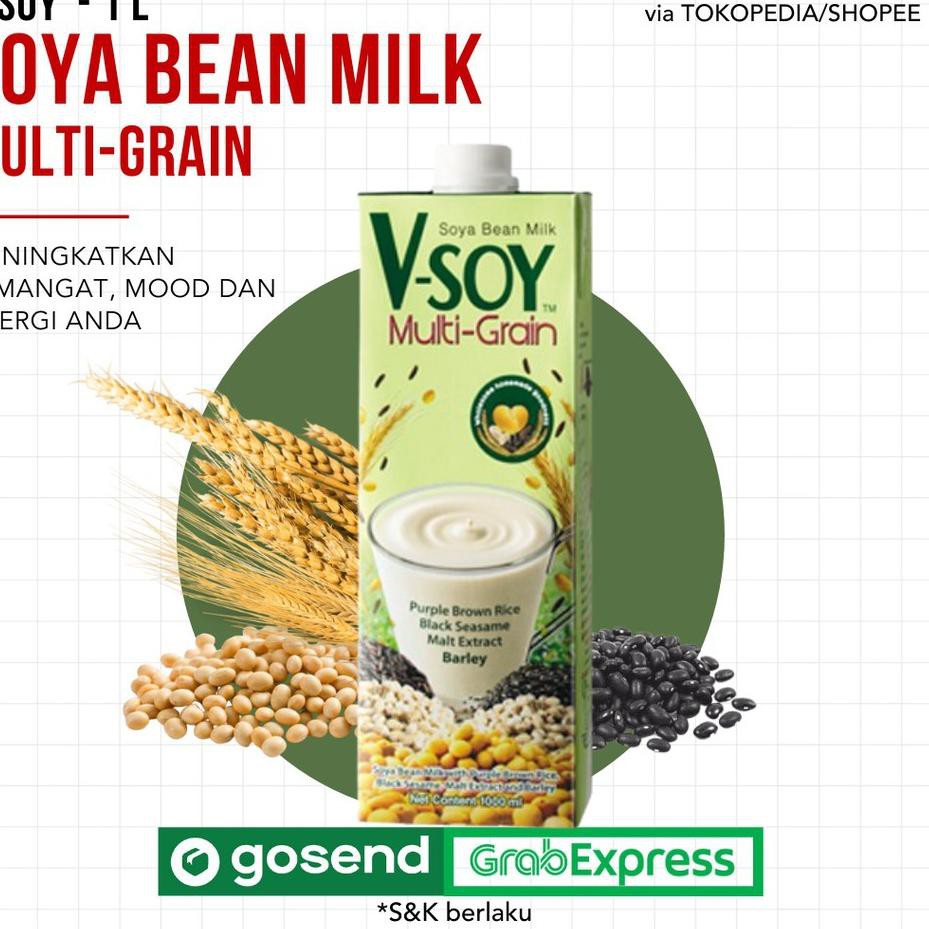 

BISA COD (READY) V-soy Soya Milk 1 Liter UHT - Multi Grain