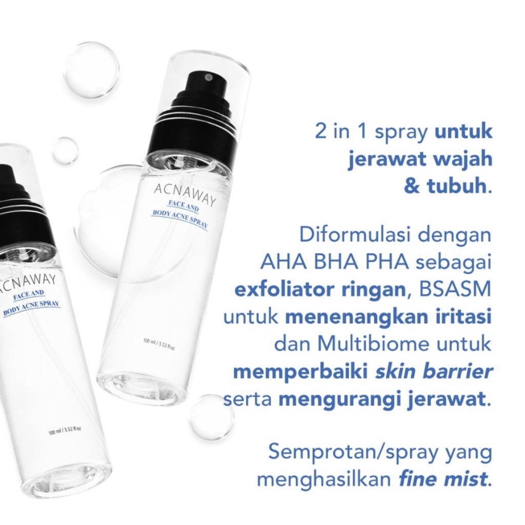 ACNAWAY Acne Face and Body Spray AHA BHA PHA + BSASM + Multibiome | Facial Mist | Acnaway Spray