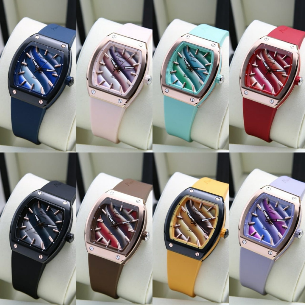 JAM TANGAN WANITA ALEXANDRE CHRISTIE AC 5001 AC5001 BLACK RUBBER ORIGINAL