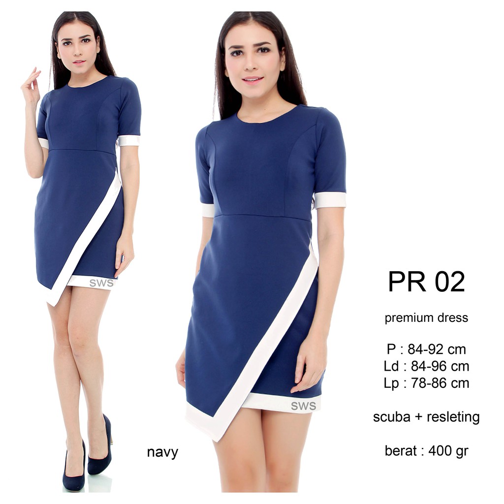 PR02 DRESS MIDI SCUBA LIST BASIC SEPAN BODYCON PREMIUM KANTOR KERJA WANITA MURAH