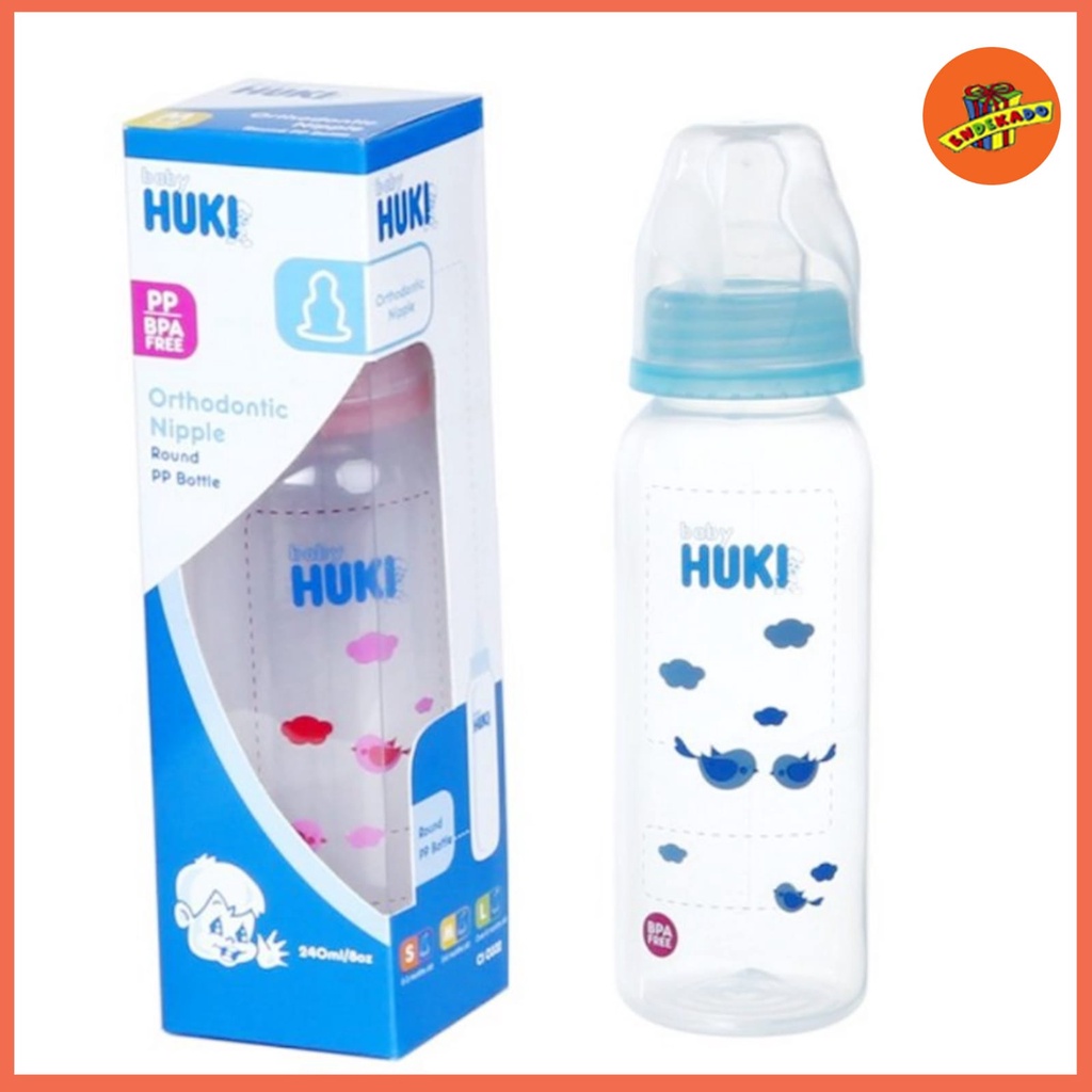 MAKASSAR! HUKI ORTHODONTIC NIPPLE ROUND PP BOTTLE 240ML - Botol Susu