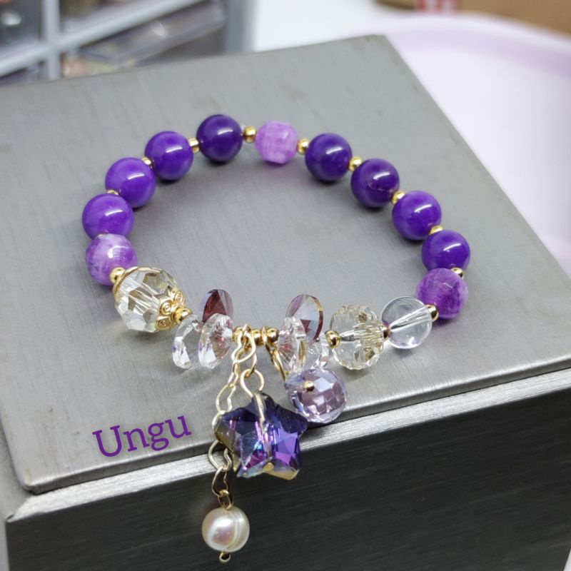 Gelang Batu Kristal Titanium Mewah