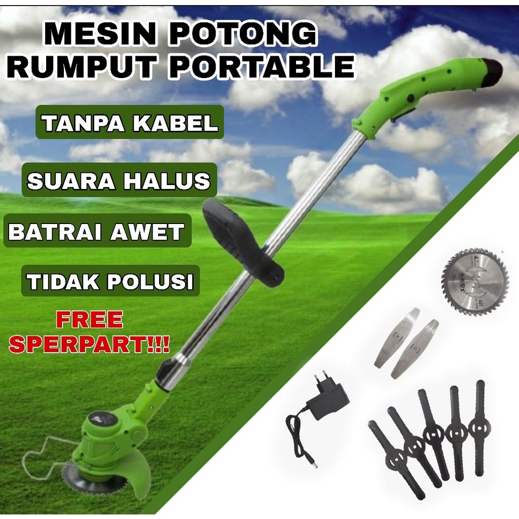 Mesin Potong Rumput Portabel Tanpa Kabel ALAT POTONG Free Sperpart