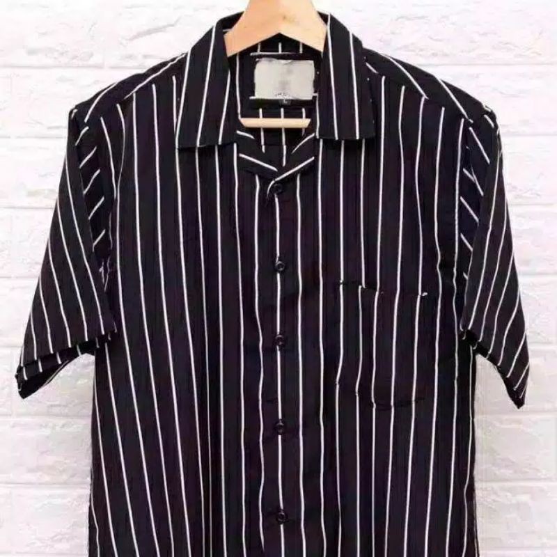 KEMEJA SALUR PRIA STRIPE LENGAN PENDEK COWOK 4559-3
