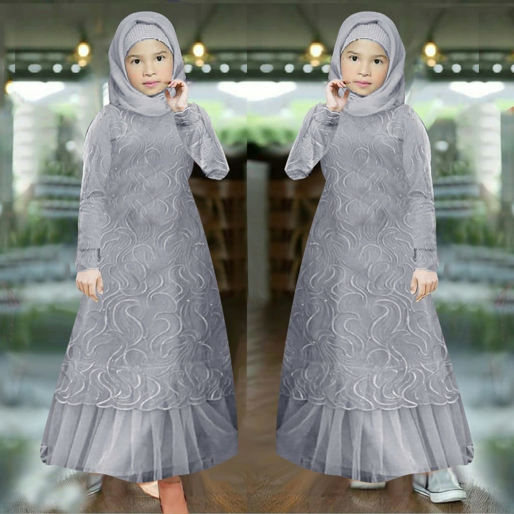 MAXY GERALDINE KID FASHION PAKAIAN ANAK PEREMPUAN DRESS MAXI GAMIS EDHM