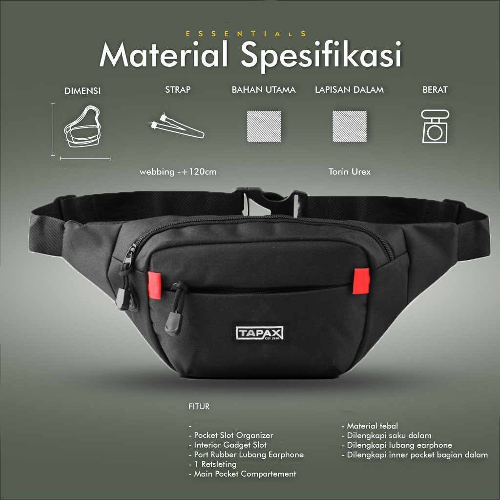 Tas Waistbag Pria Casual Teme Telinga Merah Zetshop