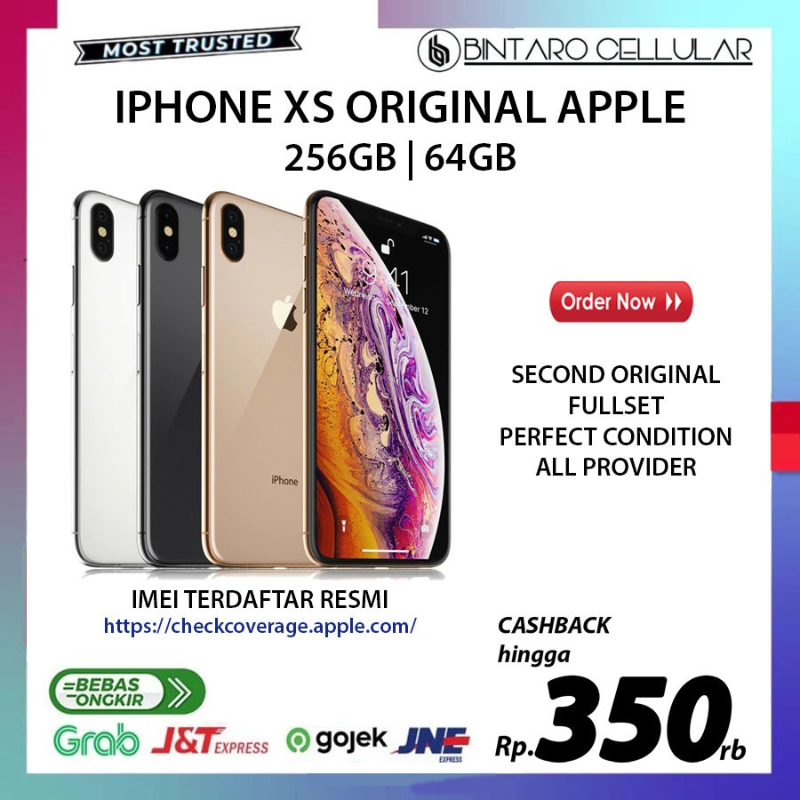 iPHONE XS 256GB 64GB SECOND ORIGINAL RESMI FULLSET