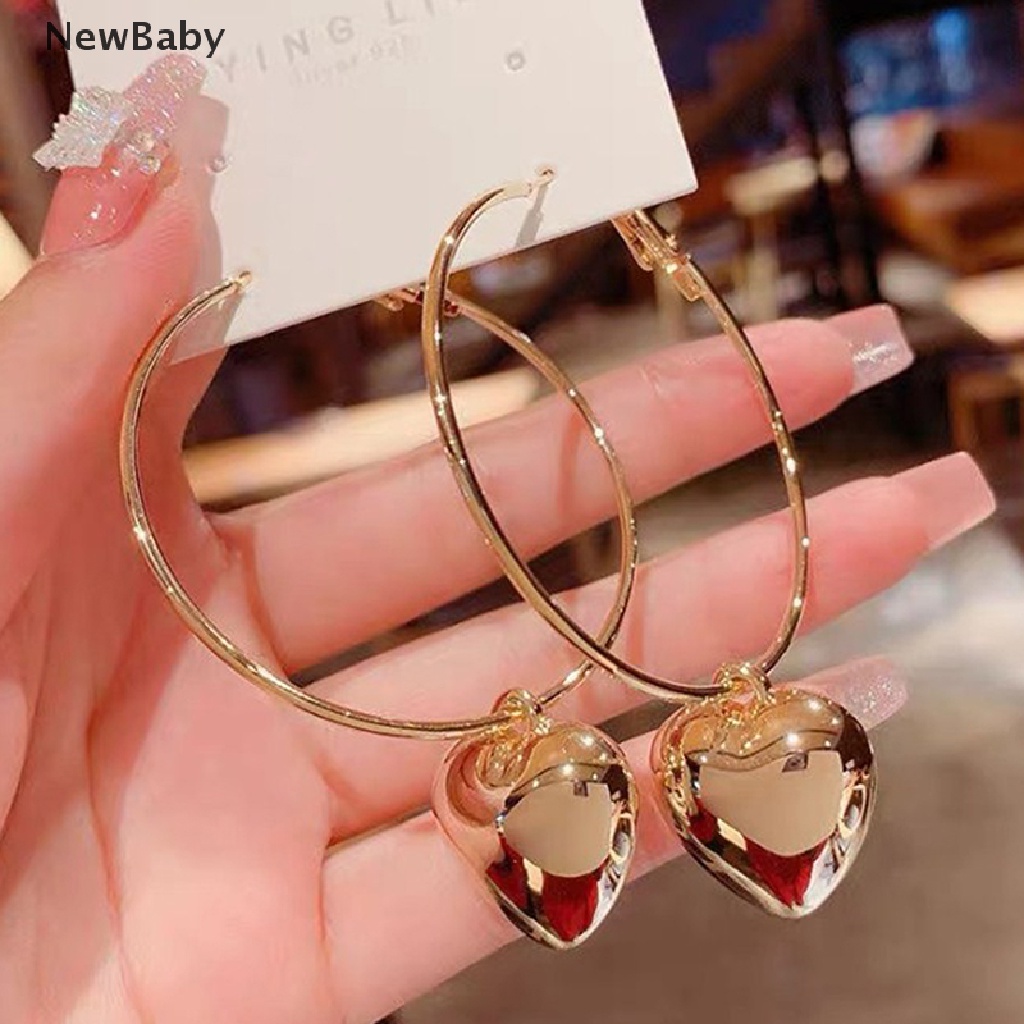 Anting Stud Bentuk Hati Warna Emas Untuk Wanita