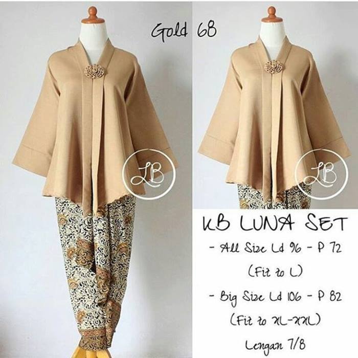 SETELAN KEBAYA WANITA MODEL KUTU BARU GOLD 68 PEACH DAN WARNA LAIN