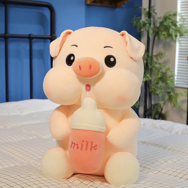 Boneka Pig Bottle Milk Terbaru Viral Boneka Babi Pegang Botol Susu Murah Lembut Lucu Berlabel SNI