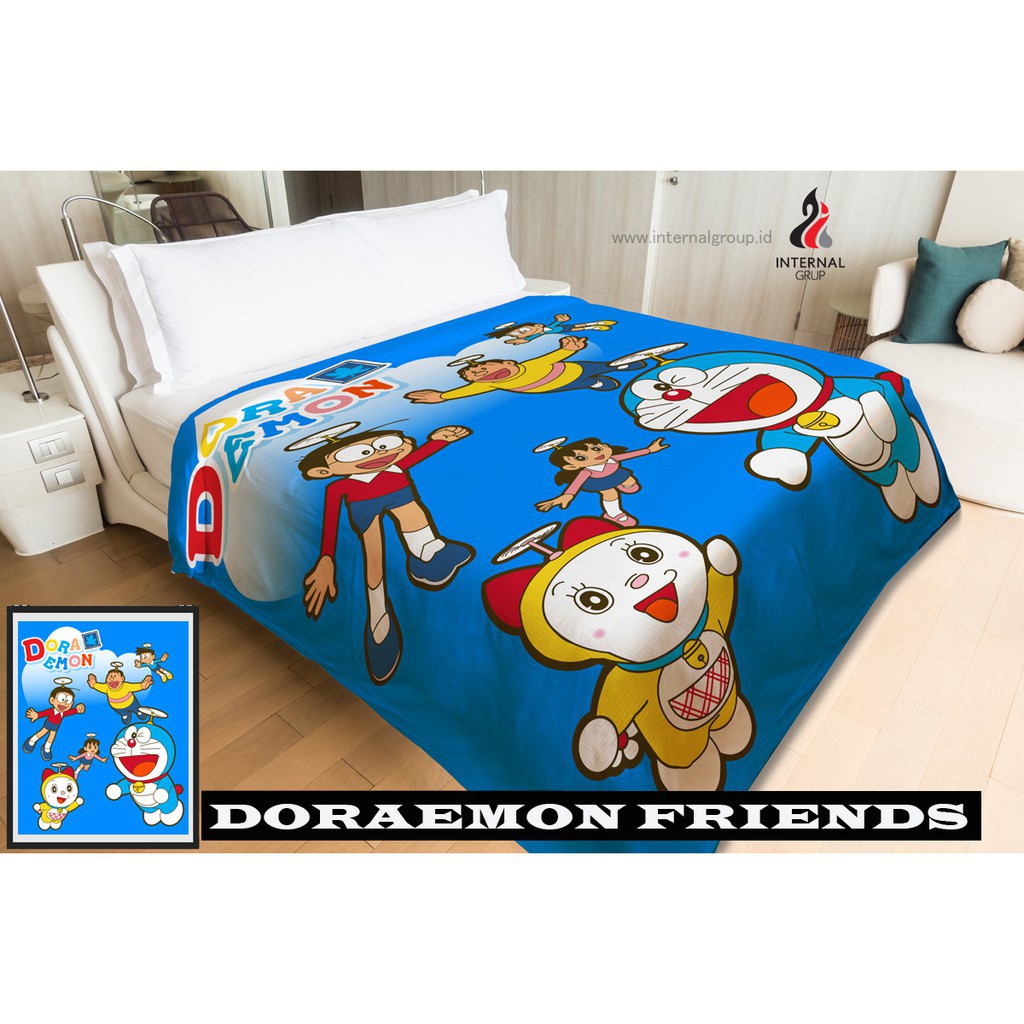 WW Selimut Internal Blanket DORAEMON FRIENDS Soft Panel 160 x 200 ASLI MURAH dora emon