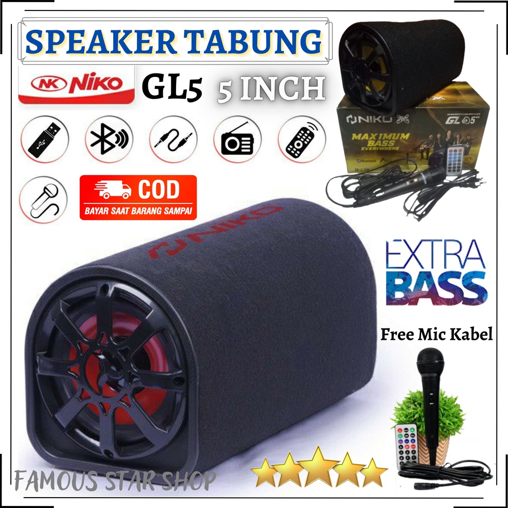 Speaker Aktif NIKO NK-GL5 Bluetooth Radio / Speaker Bluetooth / Salon Aktif / Salon Bluetooth / Subwoofer Speaker Aktif / Subwoofer Mobil / Speaker Komputer / Speaker Bluetooth Bass / Speaker Laptop NIKO GL5 5 inch FREE MIC~FMS