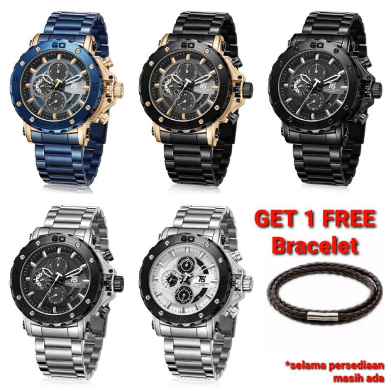 Jam Tangan Pria T5 H3702 H 3702 Original Stainless Steel (get bonus bracelet)