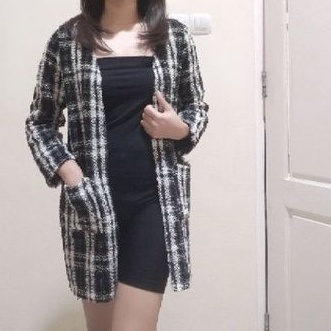 Outer atasan wanita bahan tweed