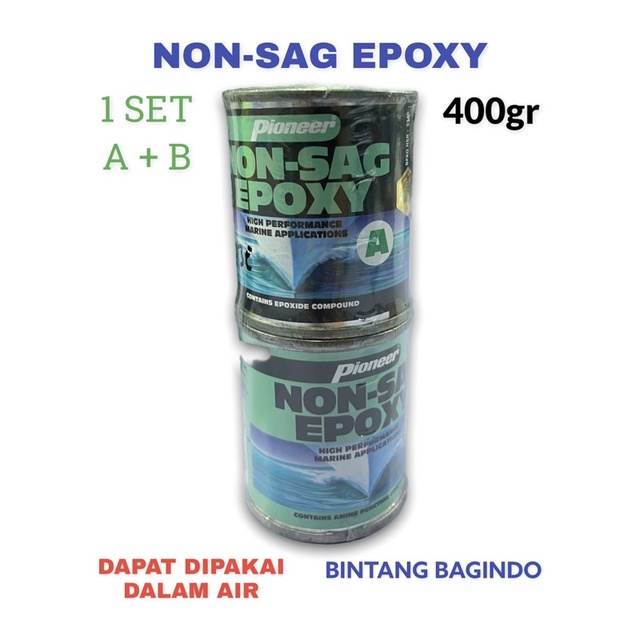 Lem Epoxy Pioneer Non Sag Marine Epoxy 400gr Dempul Kapal Anti Bocor