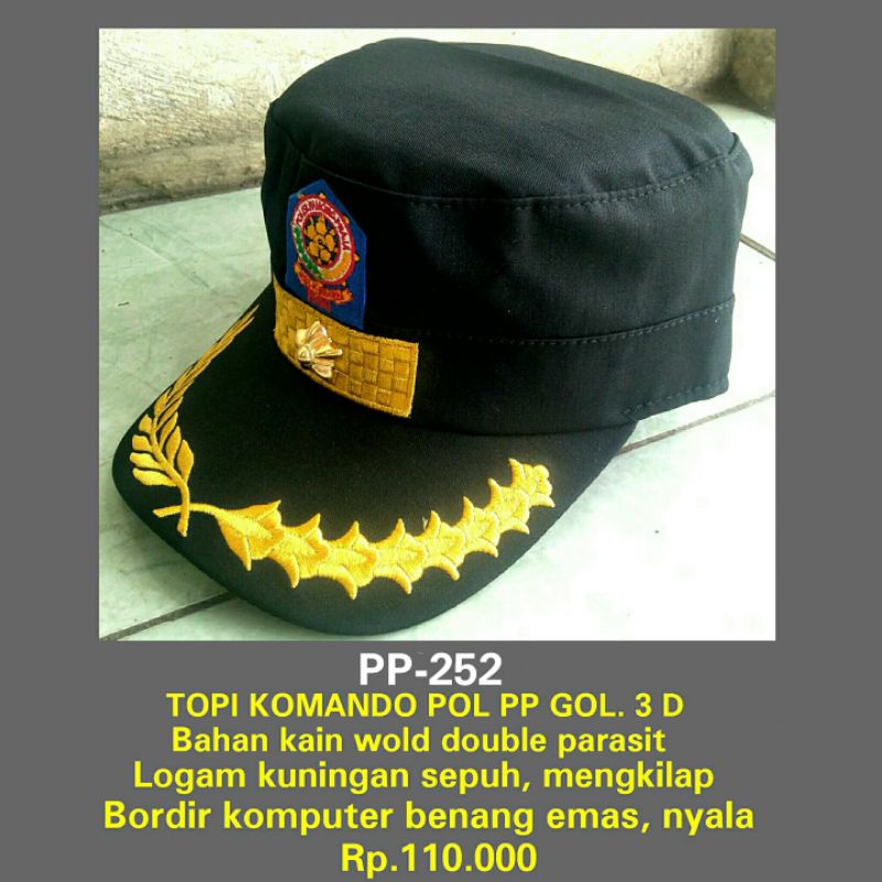 pp-252 topi komando pol pp golongan 3 d warna hitam