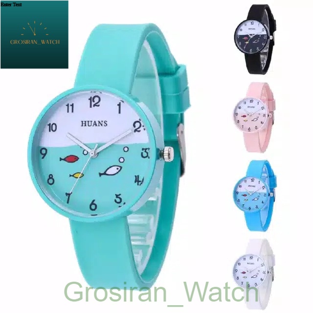 Jam Tangan Wanita/Anak-anak Fashion Korea Smile Fish Rubber [G_W]