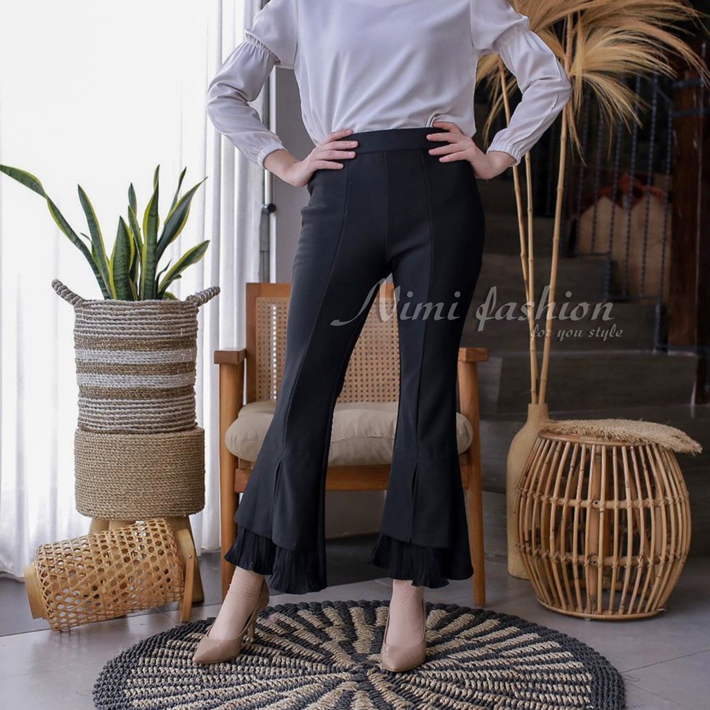 NIMI - Fayola Pants Celana Cutbray Scuba Celana Scuba Import Bawahan Cutbray HighWaist Office Pants