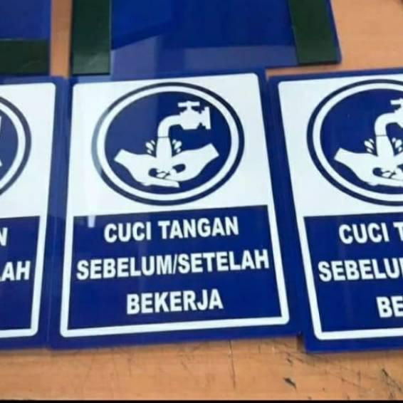 

(K07QR)⭐ Sign label acrylic cuci tangan, plat akrilik peringantan cuci tangan ..,,.,,.,