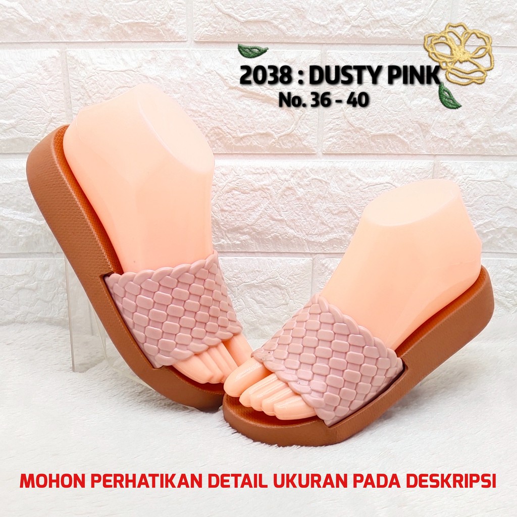 Sandal karet wanita 2038 Hys Sendal karet jelly cewek terbaru SDLWW-Dusty Pink