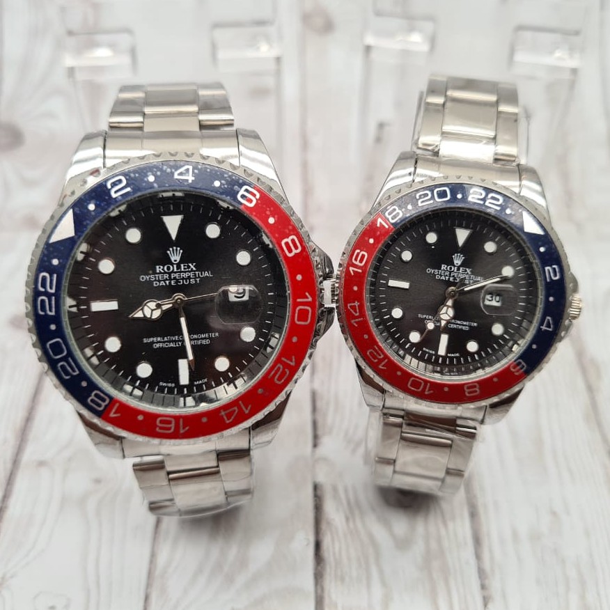 TERBARU JAM TANGAN ROLEX TANGGAL RANTAI GMT PUTIH RING BIRU MERAH