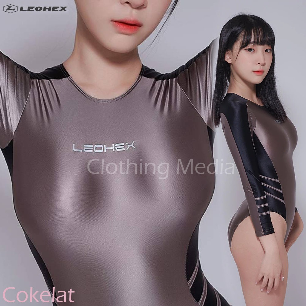 LEOHEX Bodysuit Premium Thong Leotard Glossy Lengan Panjang Baju Renang Cosplay