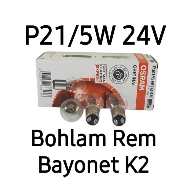 Jual OSRAM Bohlam Lampu Rem Truck Stop Lamp Bayonet Putar Kaki 2 K2 24V ...