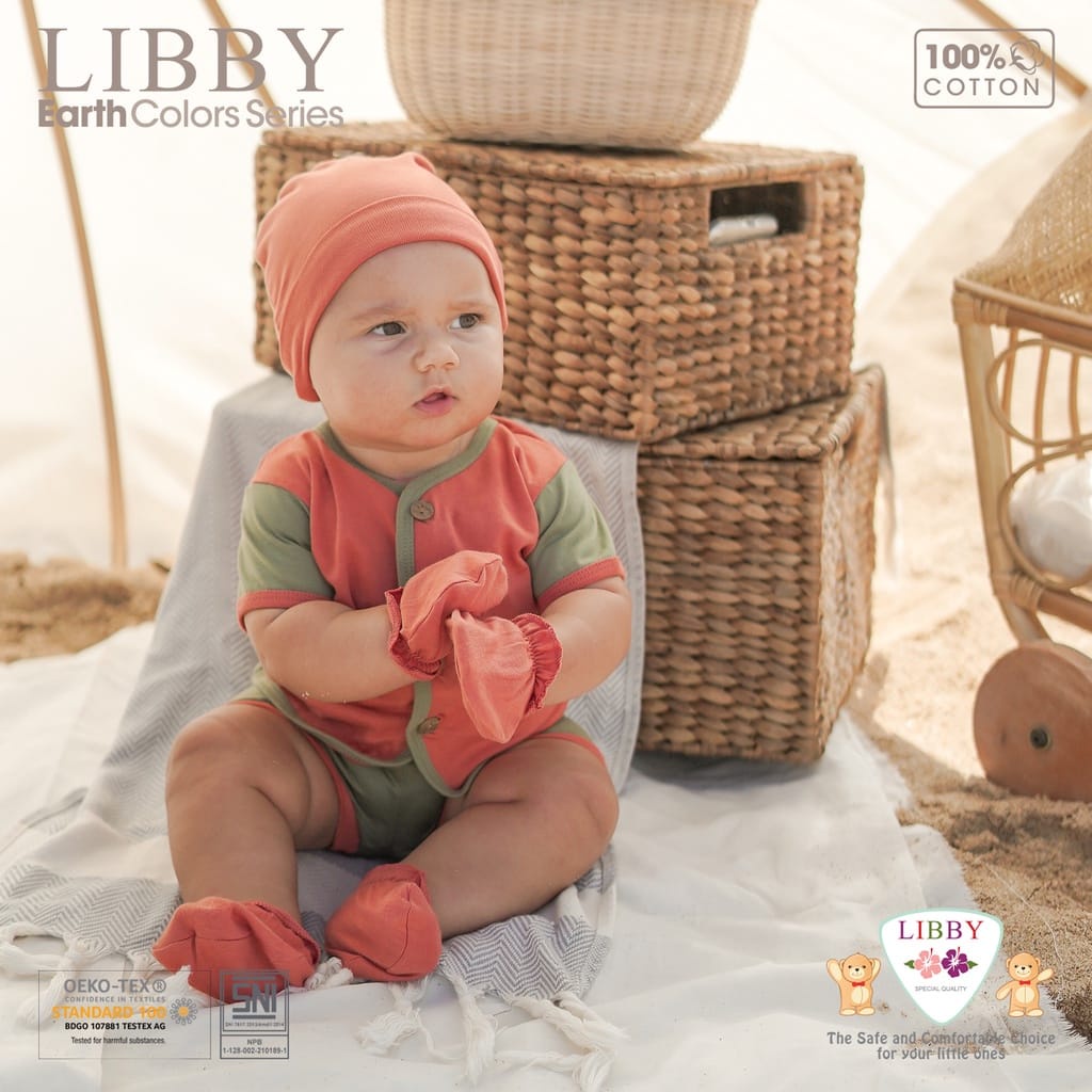 Libby Comfy Earth Series Setelan Baju Bayi Pendek Celana Series KOMBINASI 0-3 Newborn 3-6 6-12 1-2 Tahun