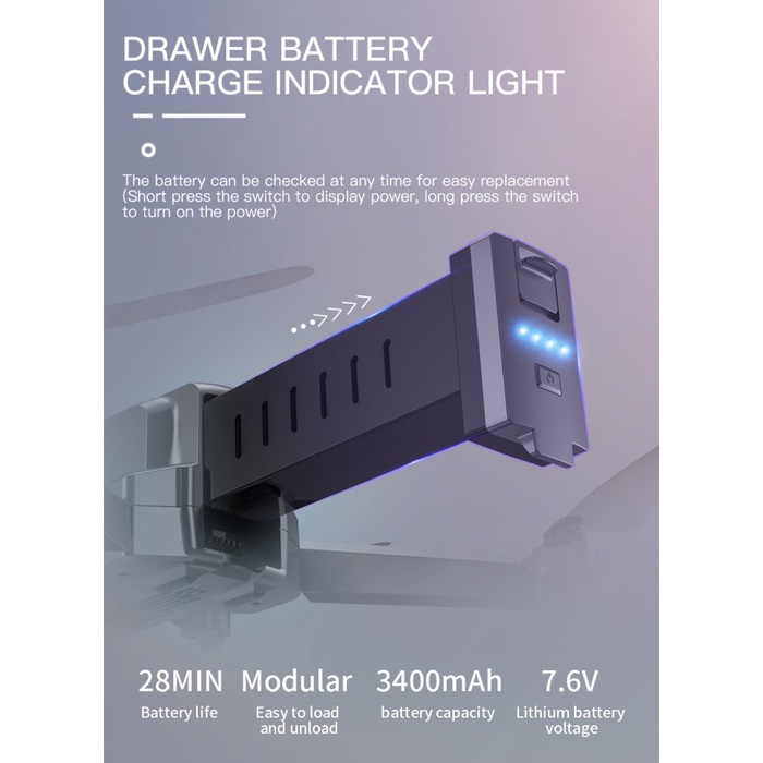 {adenastore} Original Batre Battery 7.6V 3400mAh 28 ZLRC SG908 KUN Drone Baterai Murah