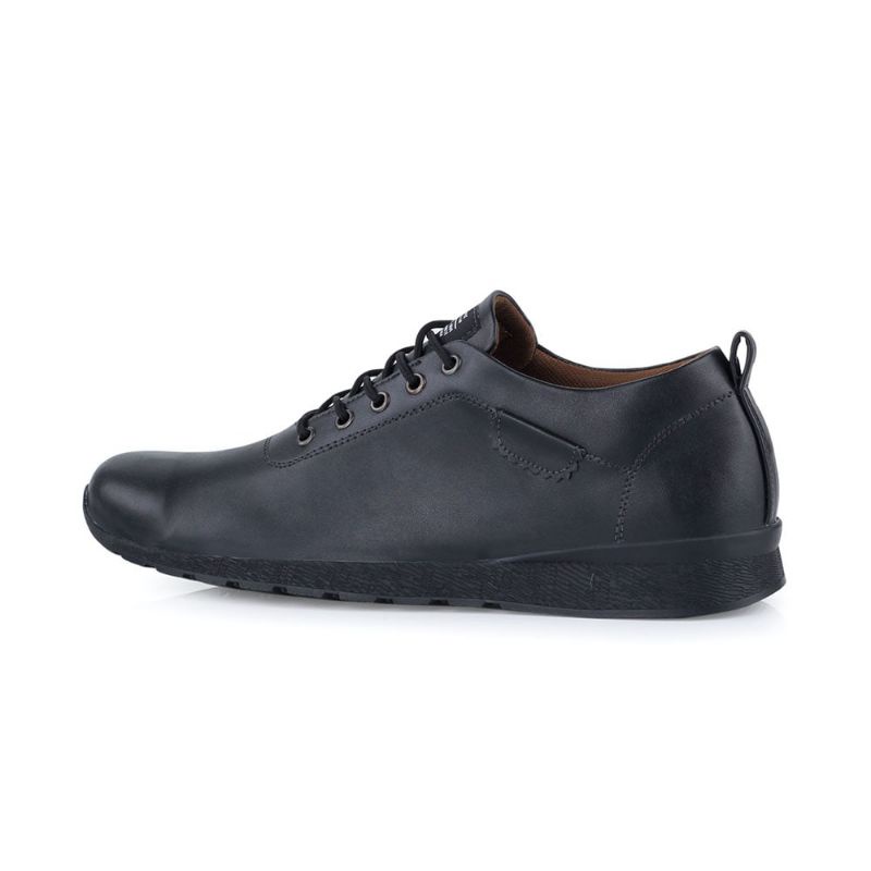 ORIGINAL - Sepatu Kasual Sneakers Pria Pantofel Kulit Semi Formal Oxford FULL BLACK Terbaru | Sepatu Distro | Mils Premium Exclusive | Sepatu Series Street Casual Sepatu Kerja Kantor