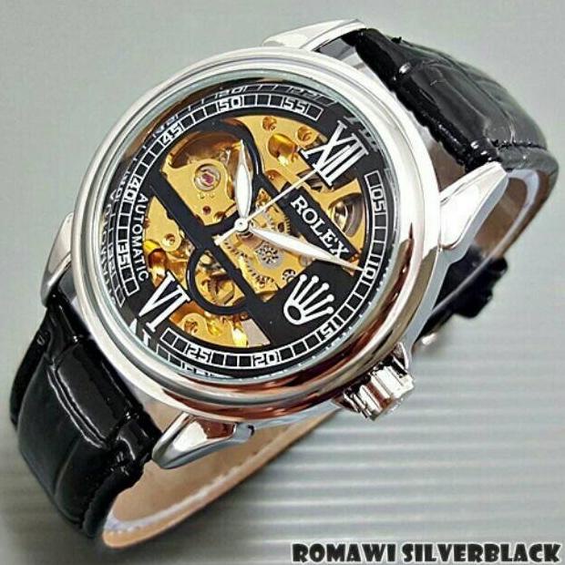 Jam tangan wanita pria rolex otomatis transparan automatic romawi