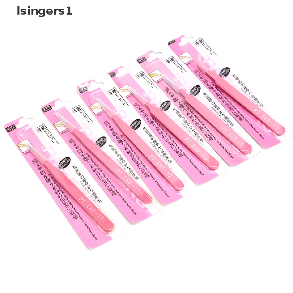 (lsingers1) Pinset Alis Profesional Bahan Stainless Steel Warna pink