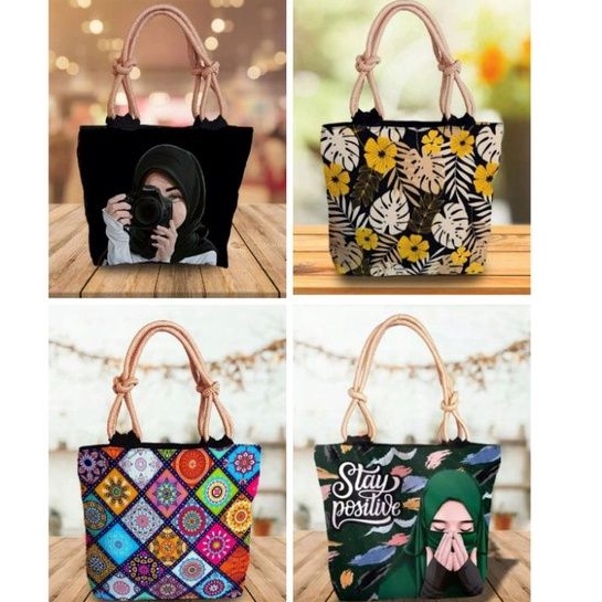 TAS Sumbu (GROSIR) totebag tali sumbu motif hijab etnik dan bunga terbaru