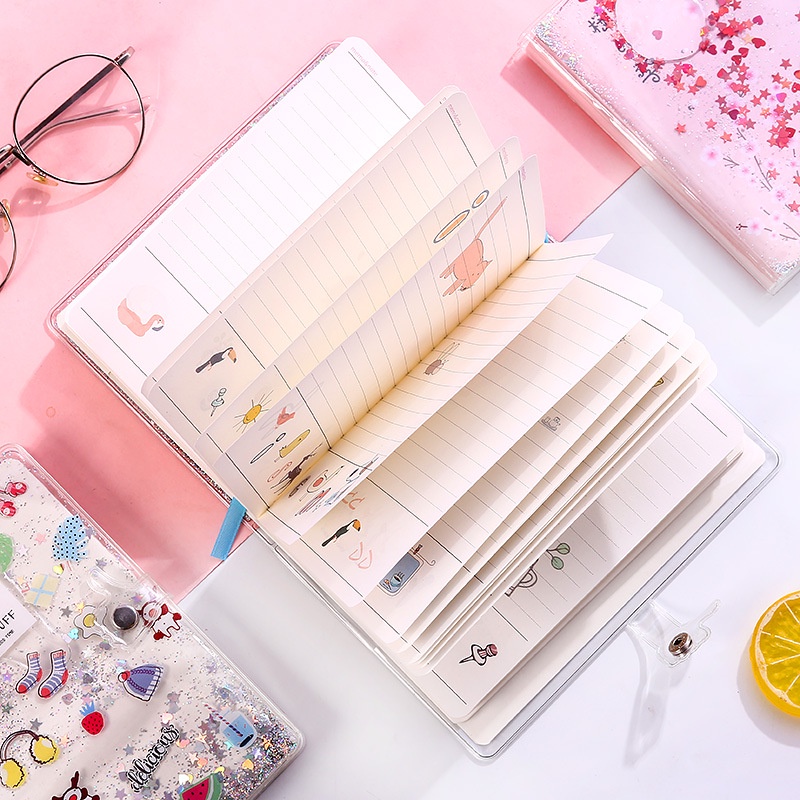 

notebook Pasir Glitter Cair kartun Aksen -Journal A6 80 halaman