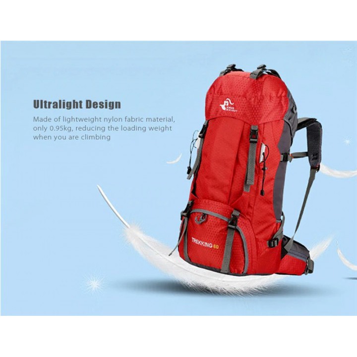 FREE KNIGHT - 60L Outdoor Waterproof Camping Backpack with Rain Cover