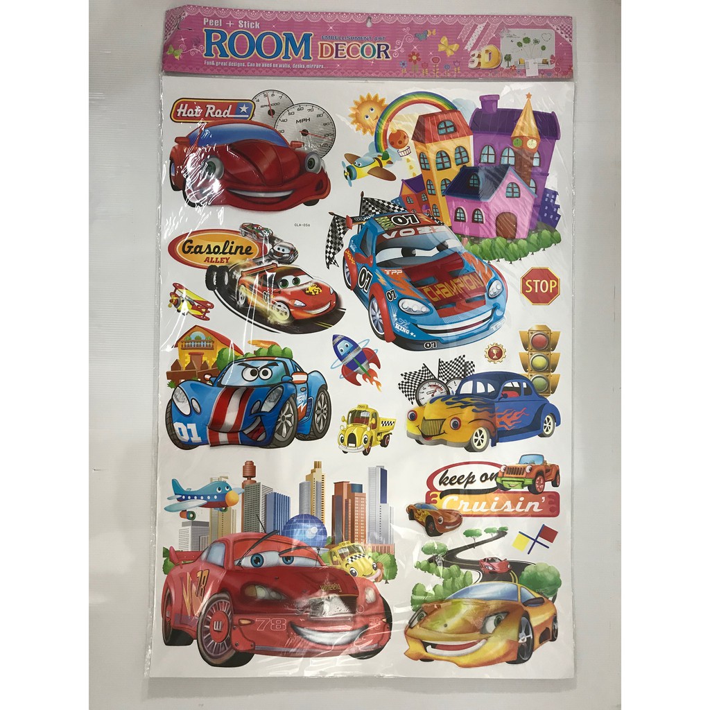 D088 Wall Sticker 5D Motif Kartun Mobil Mobilan Shopee Indonesia