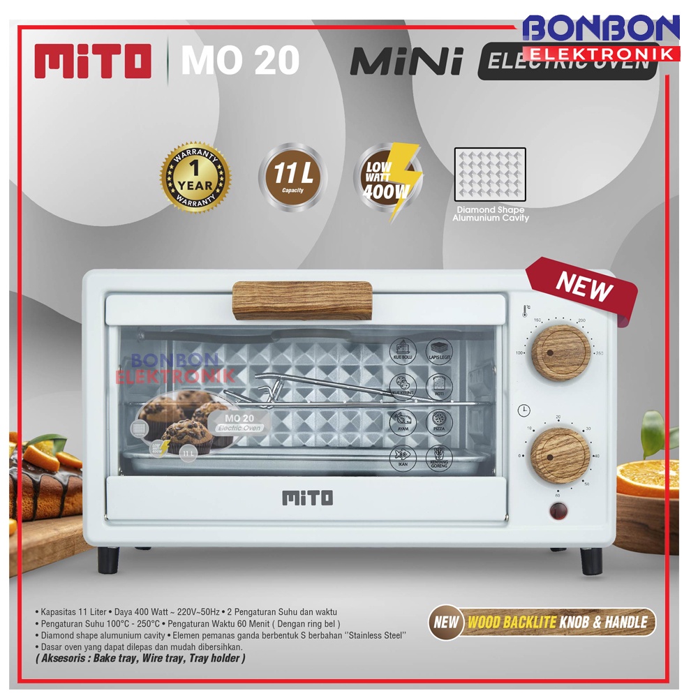 Mito Oven Listrik Mini MO 20 WOOD SERIES 11L / MO-20 WOOD