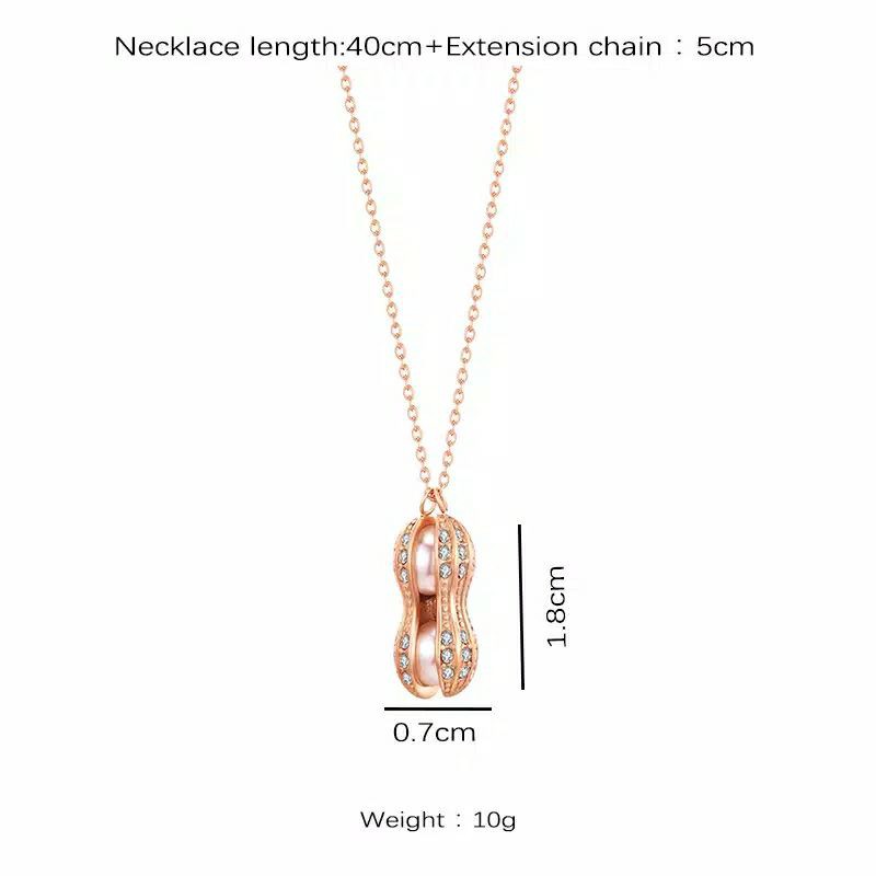 FF Peanut Shape Necklace Korea Necklace Accessories Durable Women Titanium Jewelry Anti-rust Woman