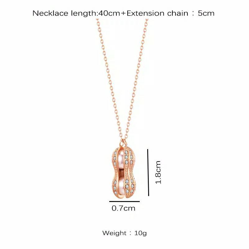 FF Peanut Shape Necklace Korea Necklace Accessories Durable Women Titanium Jewelry Anti-rust Woman